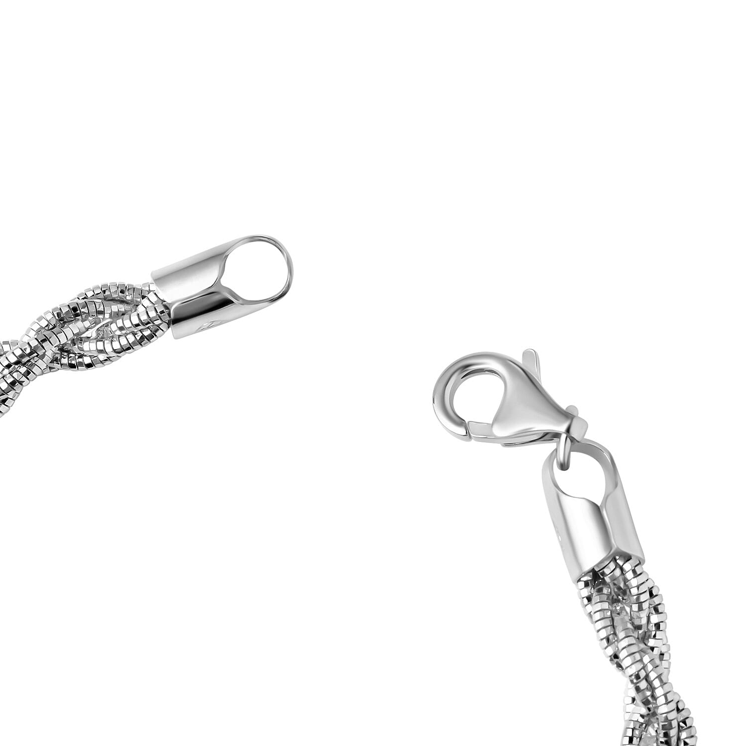 Italian Made - Rhodium Overlay Sterling Silver Rope Bracelet (Size - 7.5) With Lobster Clasp, Silver Wt. 11.77 Gms