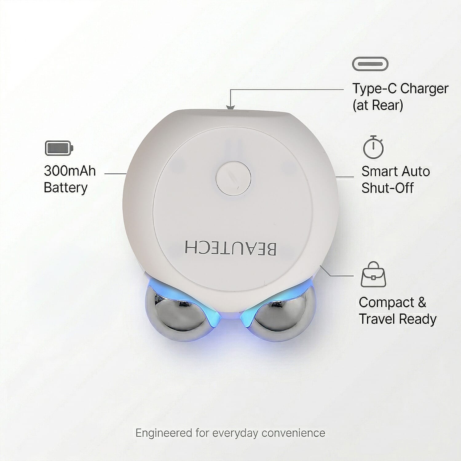 BEAUTECH - Mini EMS Facial Massager - Red & Blue Light Therapy & Type-C Rechargeable