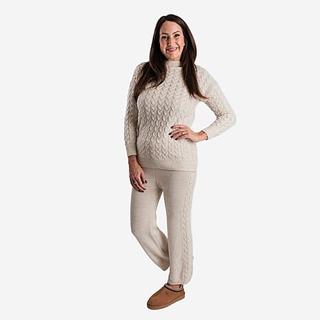 Cable Knitted Jumper (One Size, upto 18) - Beige