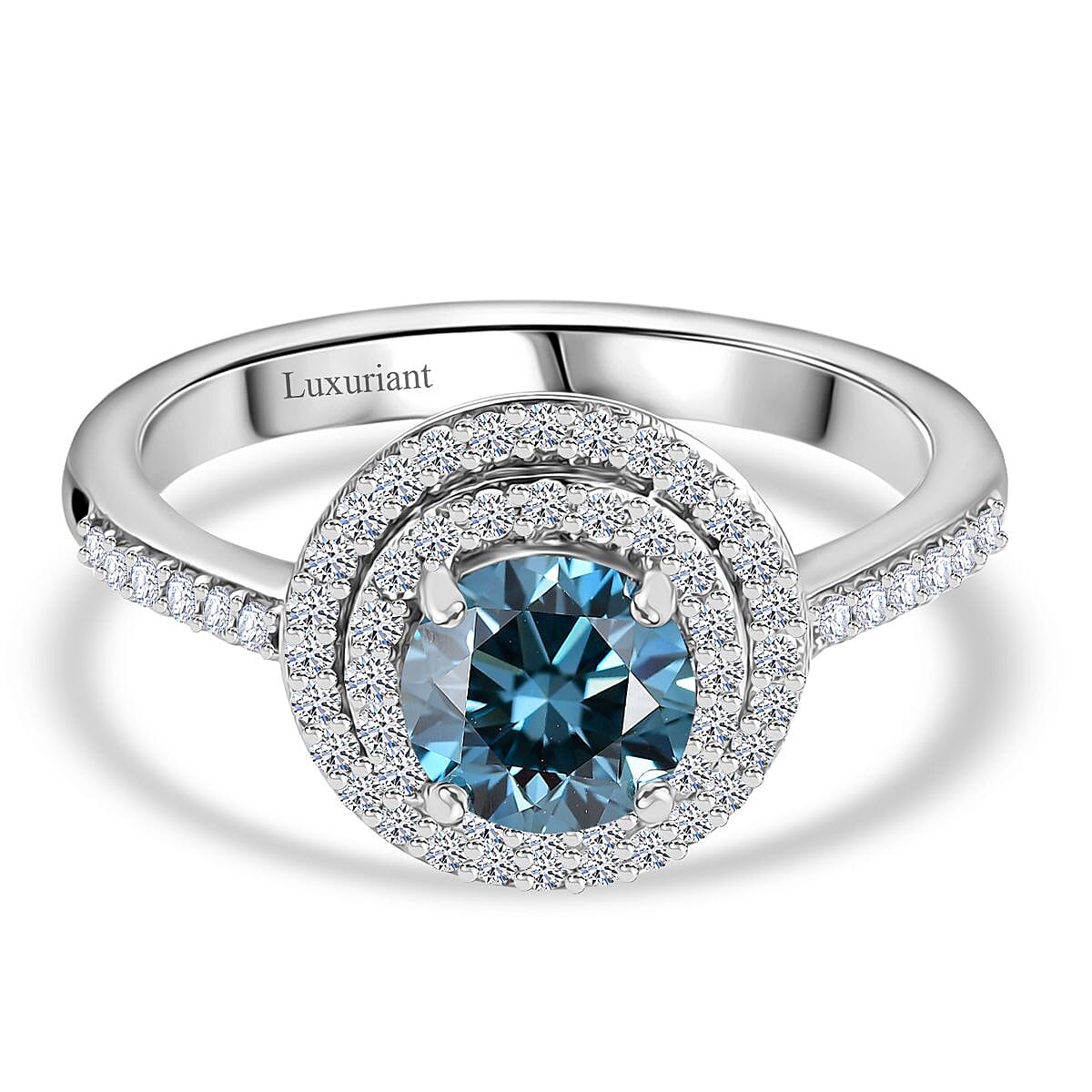 Luxuriant Diamond - 950 Platinum Lab Grown Blue Diamond & White Diamond (VS-G-H) SGL Certified Ring 1.35 Ct.