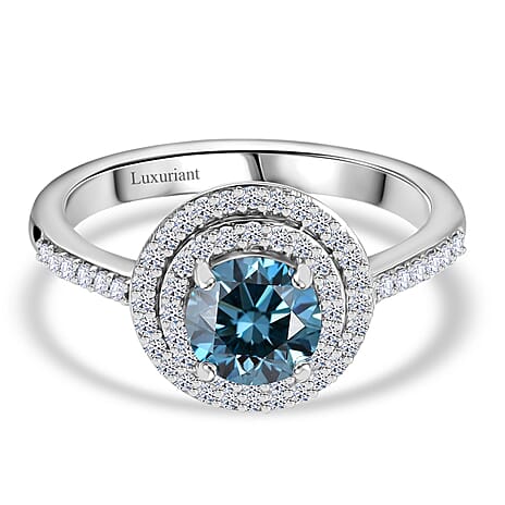 Luxuriant Diamond - 950 Platinum Lab Grown Blue Diamond & White Diamond (VS-G-H) SGL Certified Ring 1.35 Ct.