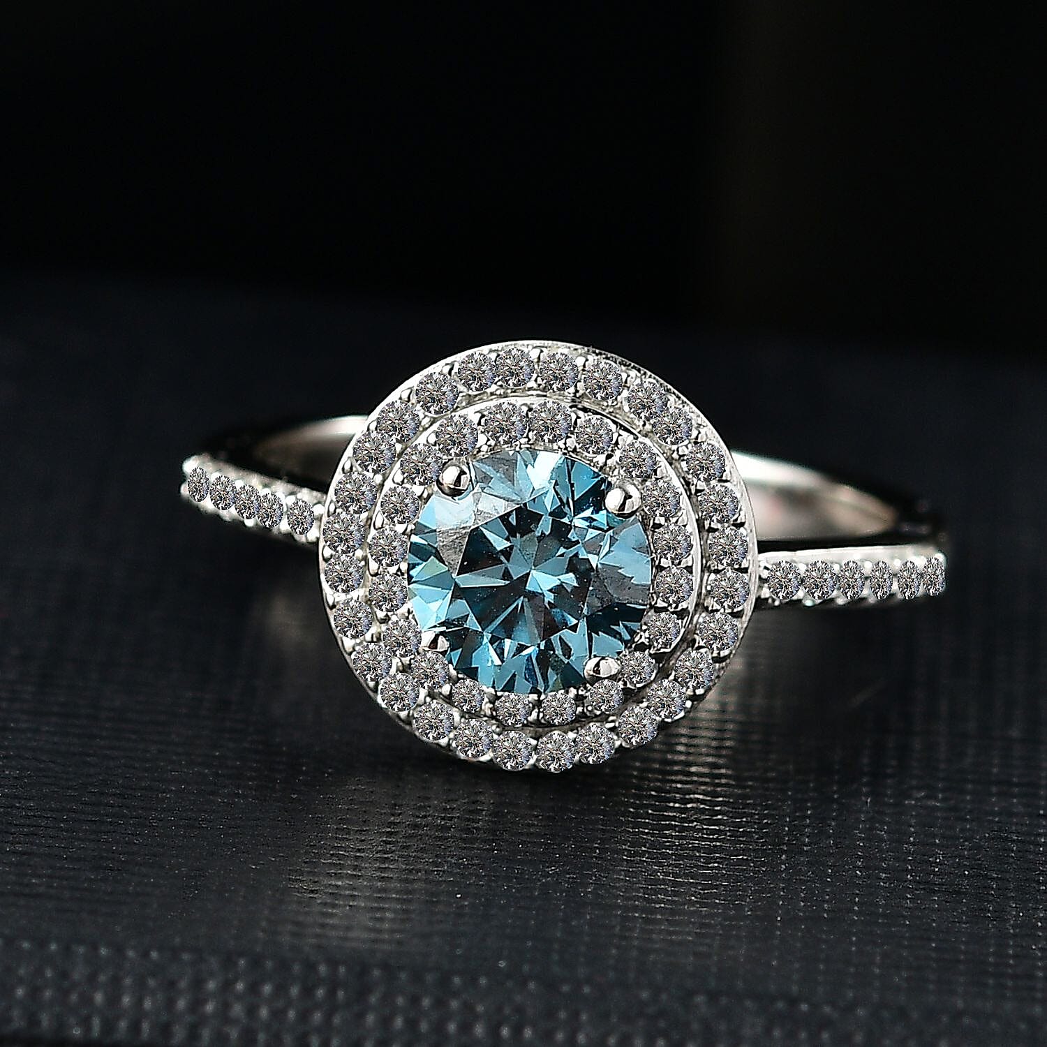 Luxuriant Diamond - 950 Platinum Lab Grown Blue Diamond & White Diamond (VS-G-H) SGL Certified Ring 1.35 Ct.