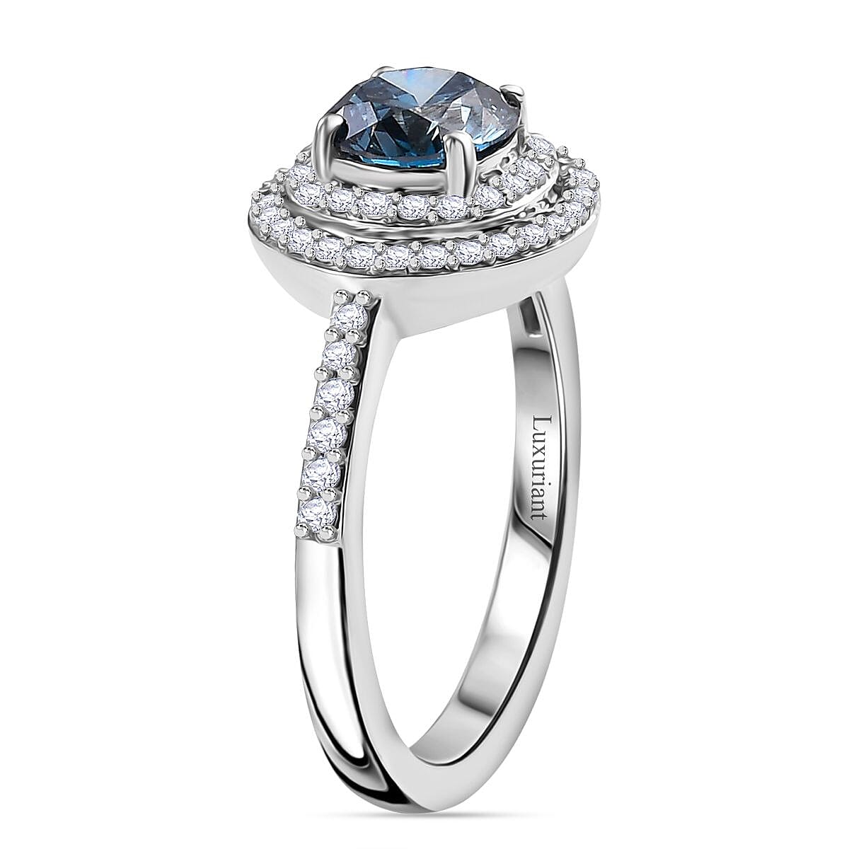 Luxuriant Diamond - 950 Platinum Lab Grown Blue Diamond & White Diamond (VS-G-H) SGL Certified Ring 1.35 Ct.