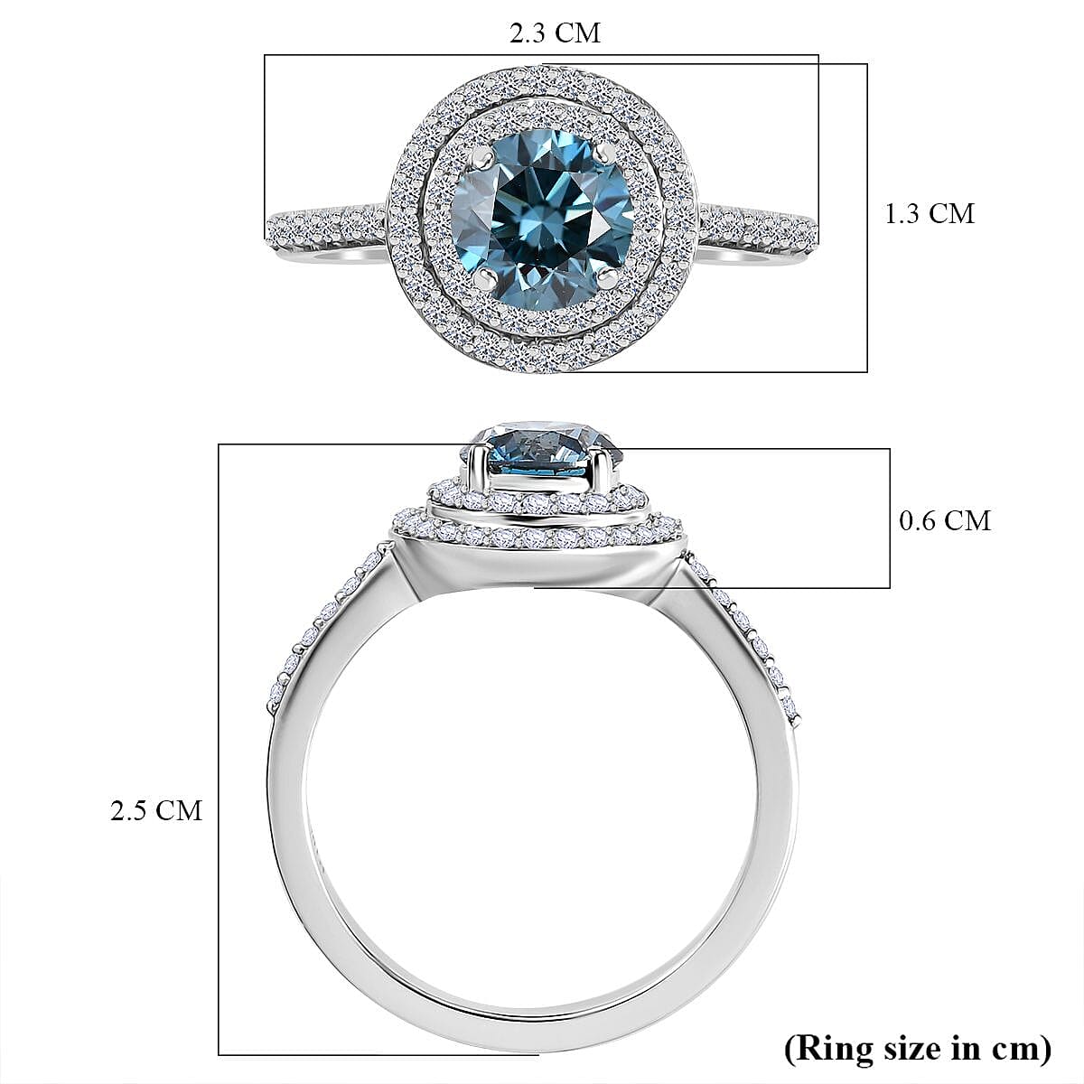 Luxuriant Diamond - 950 Platinum Lab Grown Blue Diamond & White Diamond (VS-G-H) SGL Certified Ring 1.35 Ct.