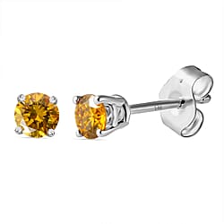 LUXURIANT 14K Yellow Gold Lab Grown Yellow Diamond Solitaire Earring With Push Back 0.25 Ct.