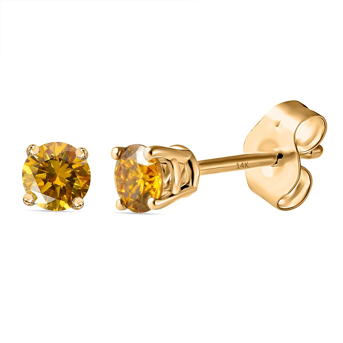 Luxuriant Diamond - 14K Yellow Gold Lab Grown Yellow Diamond Earring With Push Back 0.25 Ct.