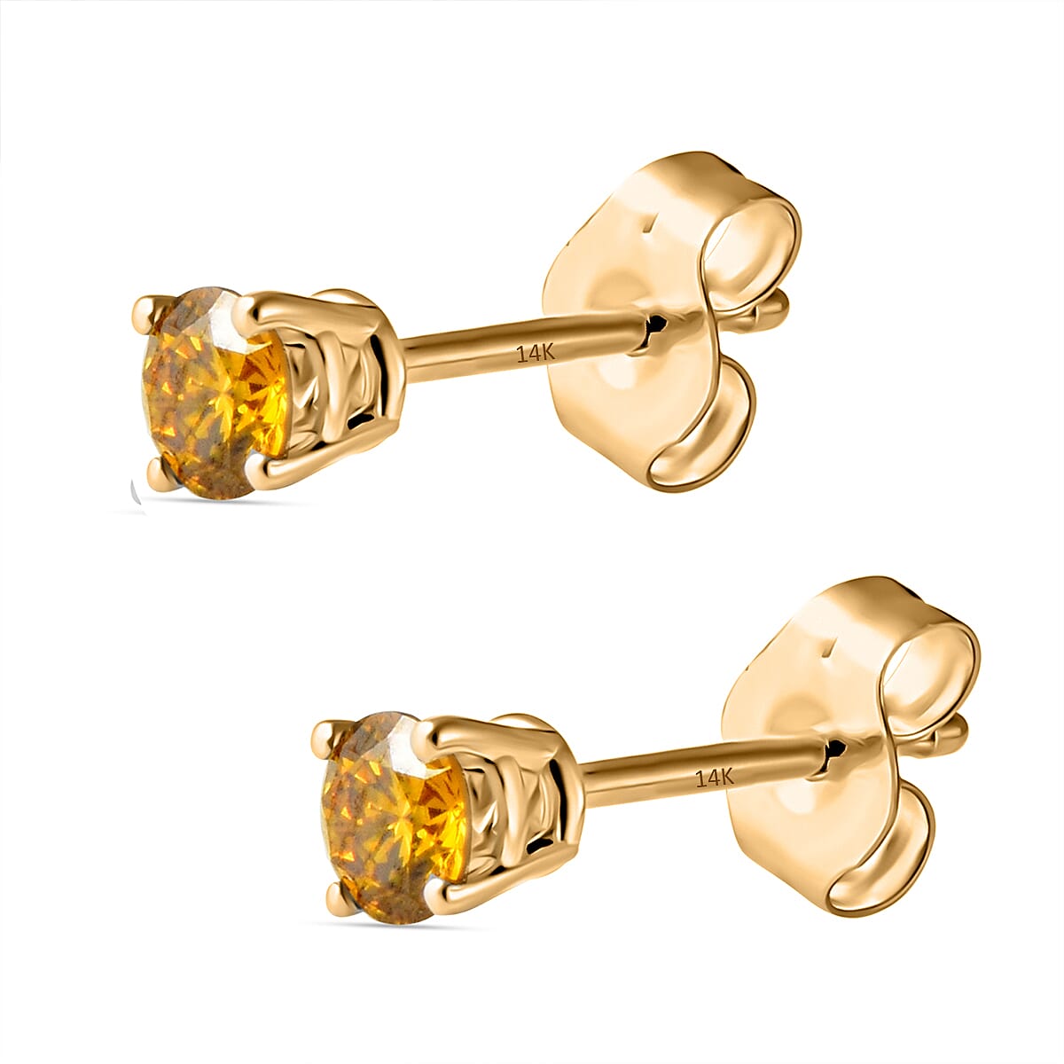 Luxuriant Diamond - 14K Yellow Gold Lab Grown Yellow Diamond Earring With Push Back 0.25 Ct.