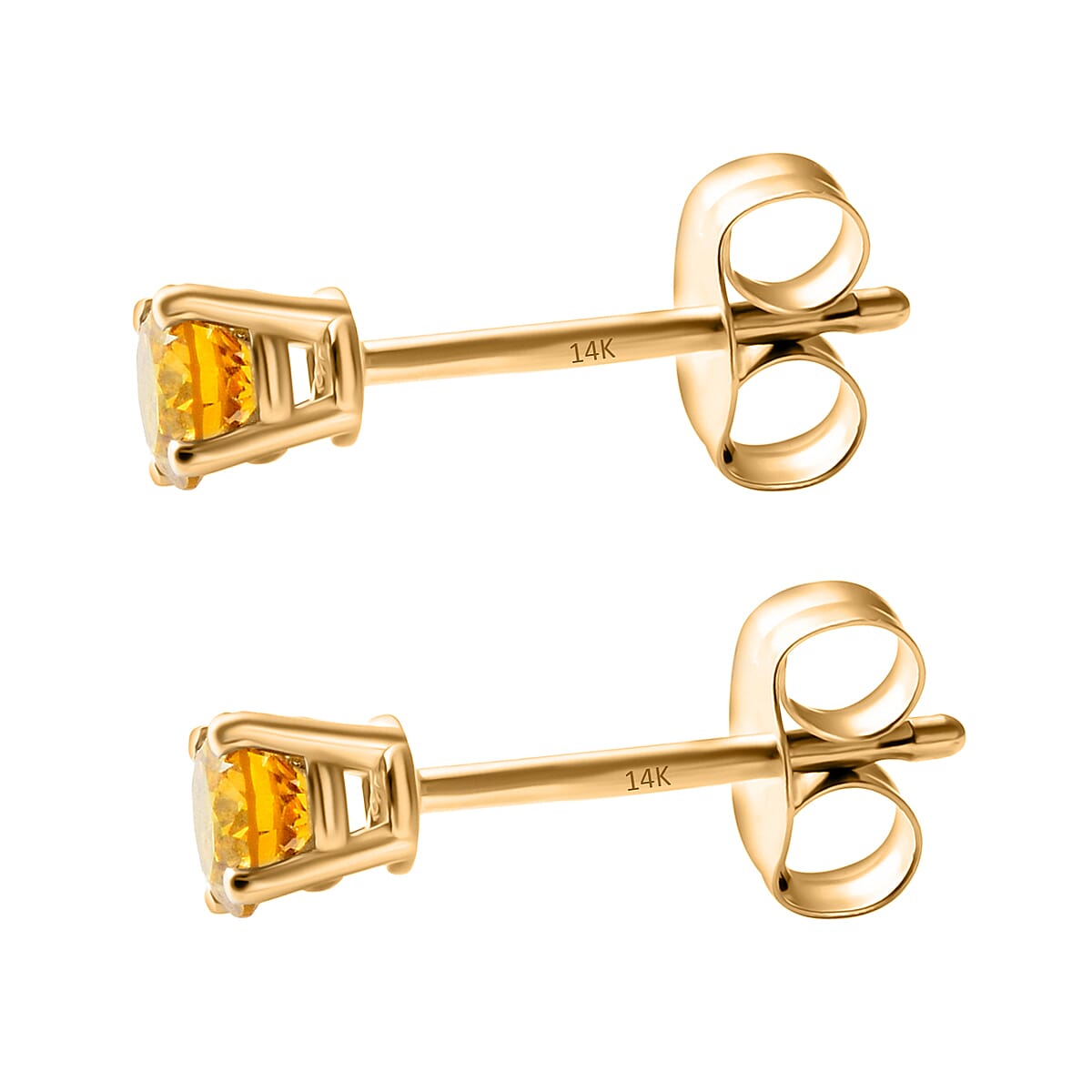 Luxuriant Diamond - 14K Yellow Gold Lab Grown Yellow Diamond Earring With Push Back 0.25 Ct.