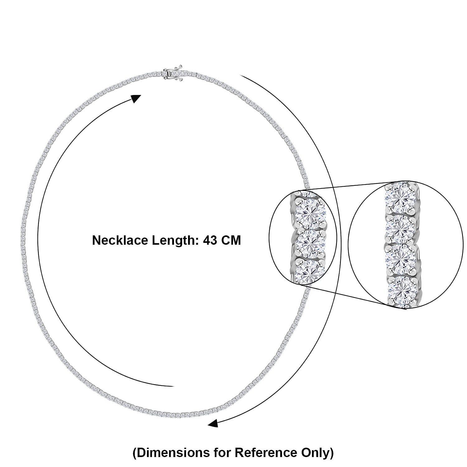 Luxuriant Diamond 14K White Gold (VS-GH) Lab Grown Diamond Necklace (Size - 17) 4.00 Ct, Gold wt. 8.00 Gms.