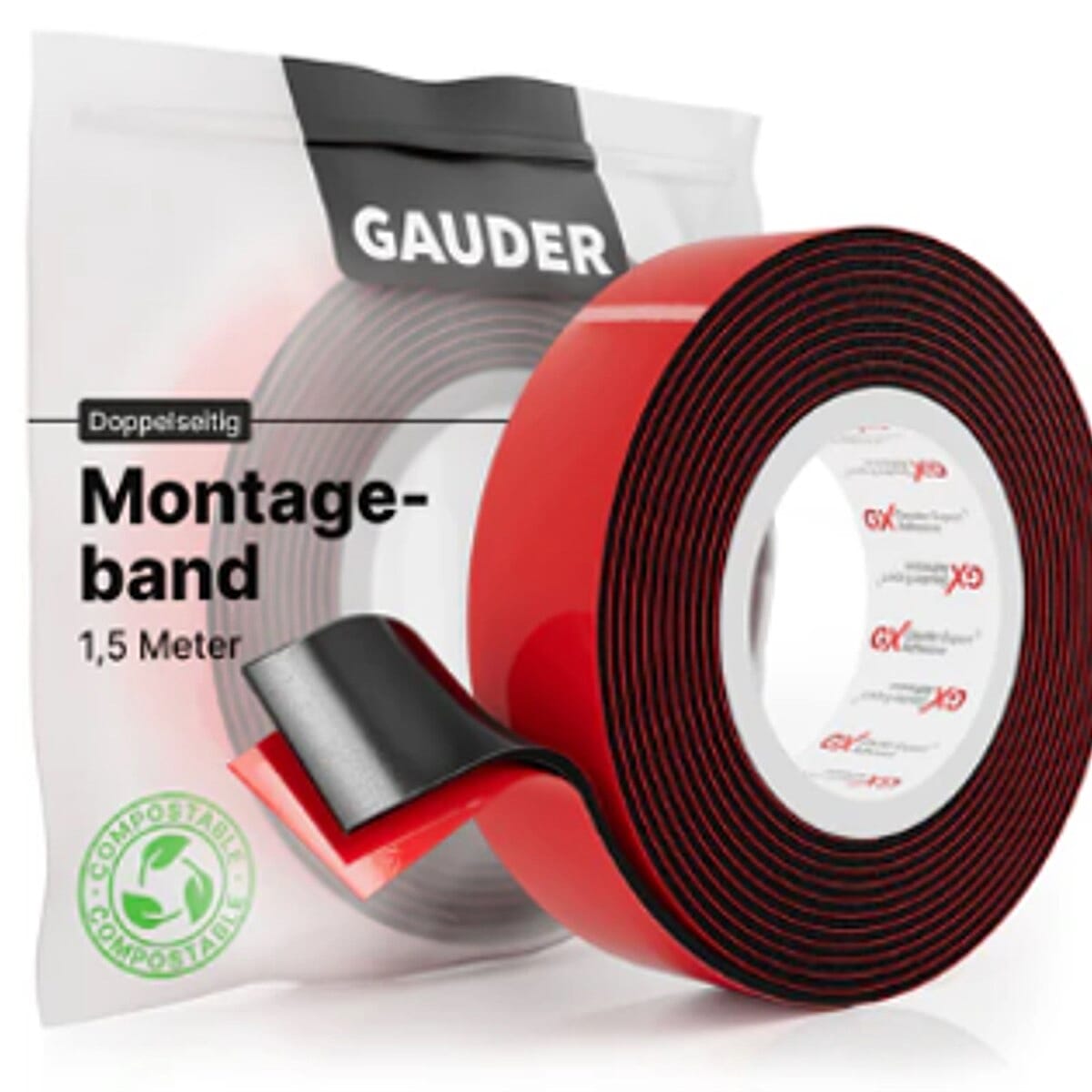 Gauder Double-sided Acrylic Mounting Tape - 3 x 1.5m  No Nails, No Drilling, No Screwing, The Adehesive That Sticks on Tile, Metal, Plastic,Paint, Wood!