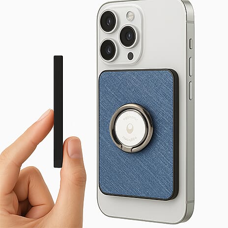 Wireless Power Ring Ultra-Fast 1,500mAh Slim Battery Pack With Phone ring Holder - Blue
