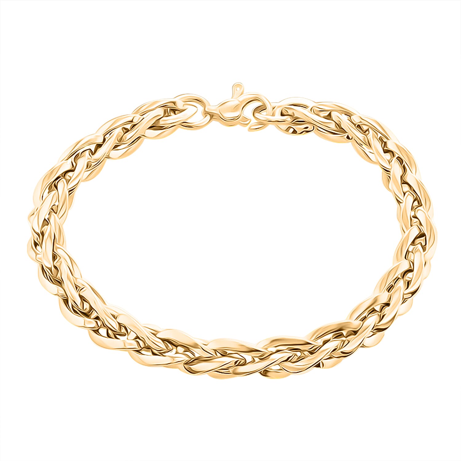 Hatton Garden Closeout - Back By Popular Demand 9K Yellow Gold Woven Link Bracelet (Size - 7.5) With Lobster Clasp