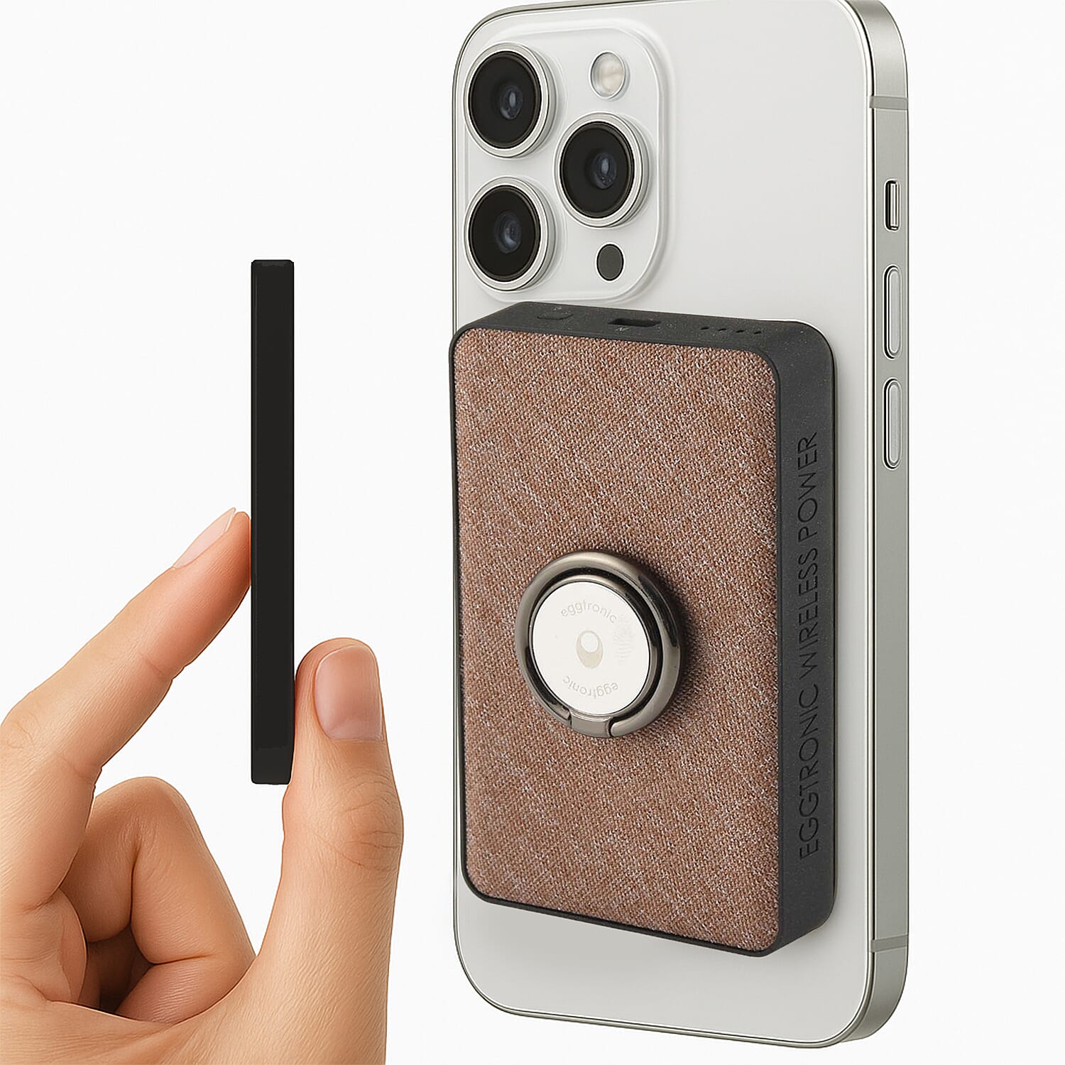 Wireless Power Ring Ultra-Fast 1,500mAh Slim Battery Pack With Phone ring Holder