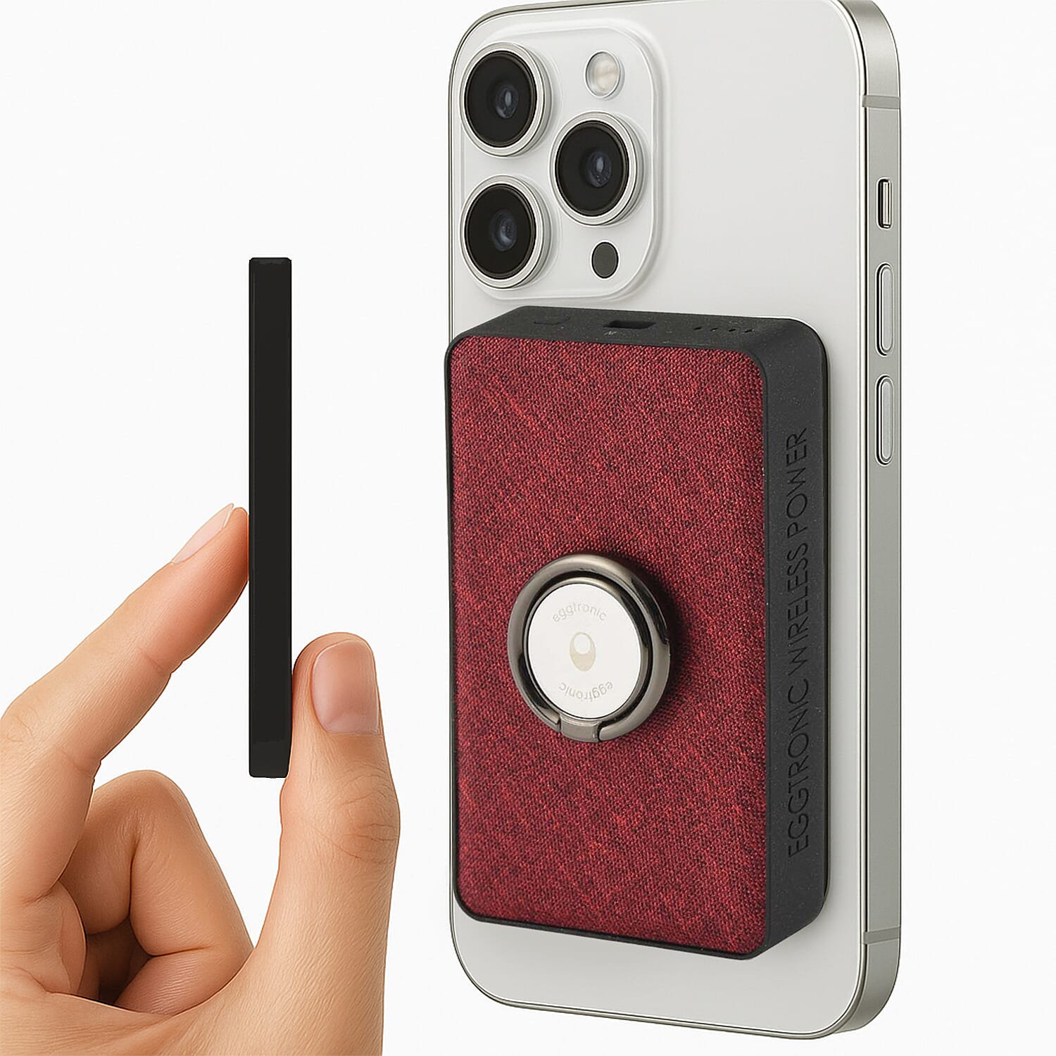 Wireless Power Ring Ultra-Fast 1,500mAh Slim Battery Pack With Phone ring Holder