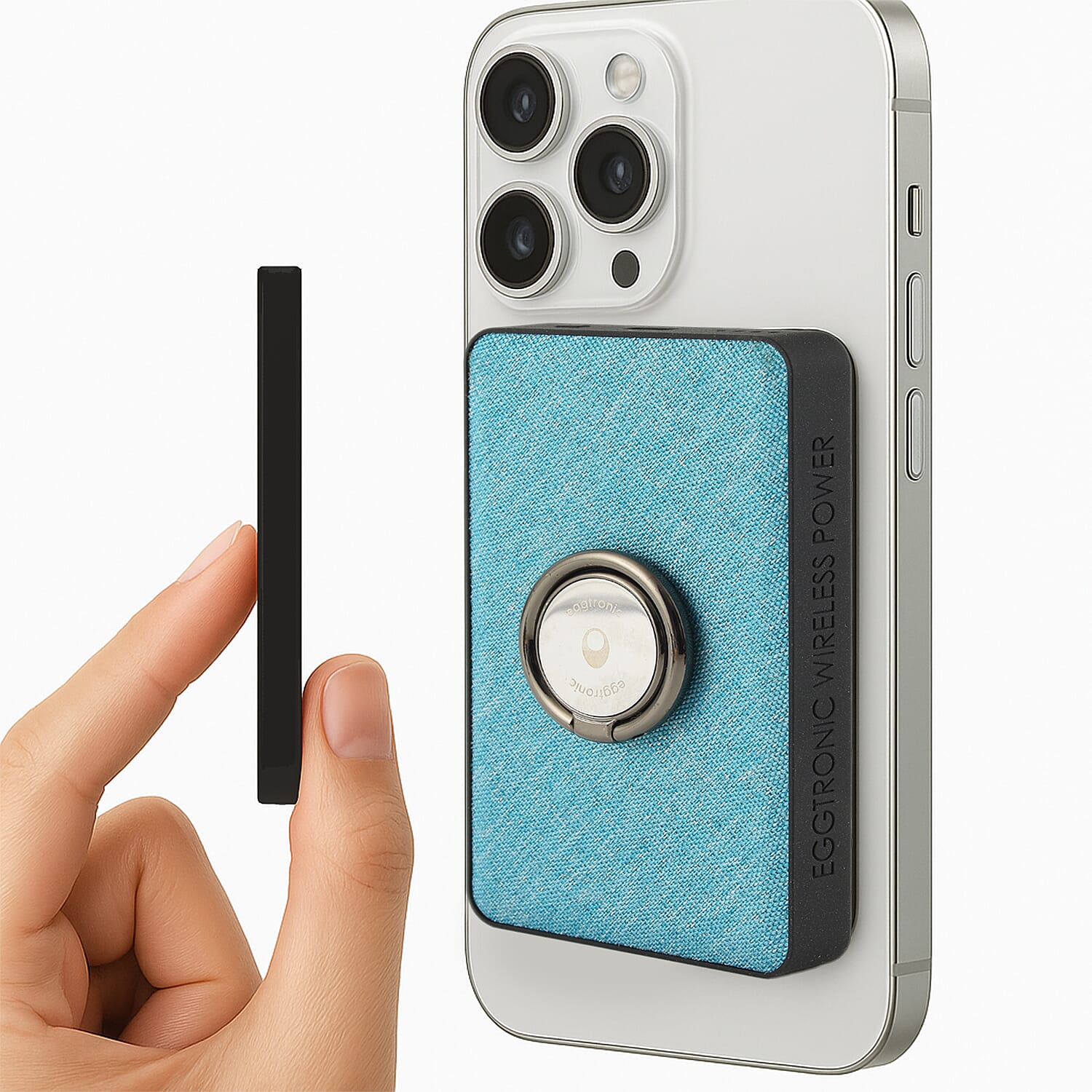 Wireless Power Ring Ultra-Fast 1,500mAh Slim Battery Pack With Phone ring Holder