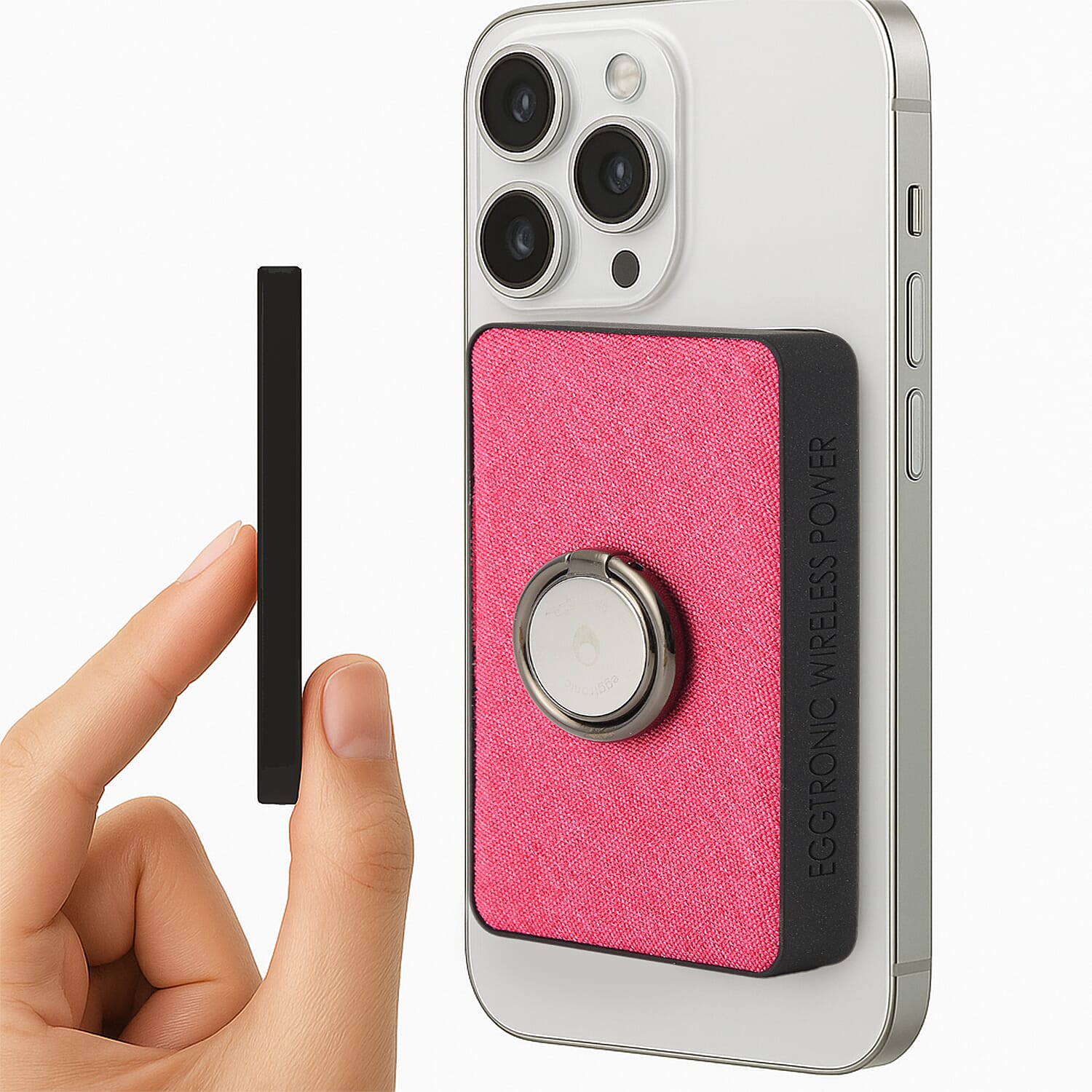 Wireless Power Ring Ultra-Fast 1,500mAh Slim Battery Pack With Phone ring Holder