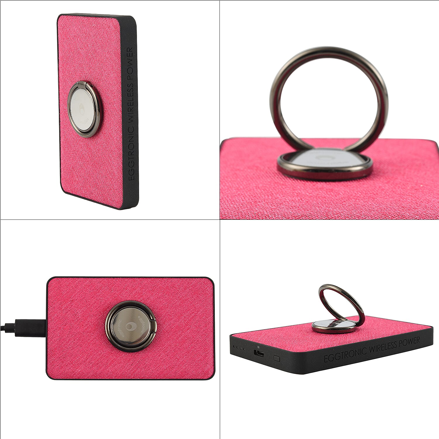 Wireless Power Ring Ultra-Fast 1,500mAh Slim Battery Pack With Phone ring Holder