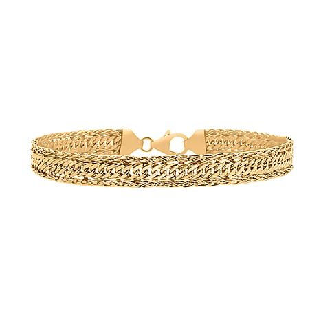 9K Yellow Gold Curb Spiga Bracelet (Size - 7) with Lobster Clasp