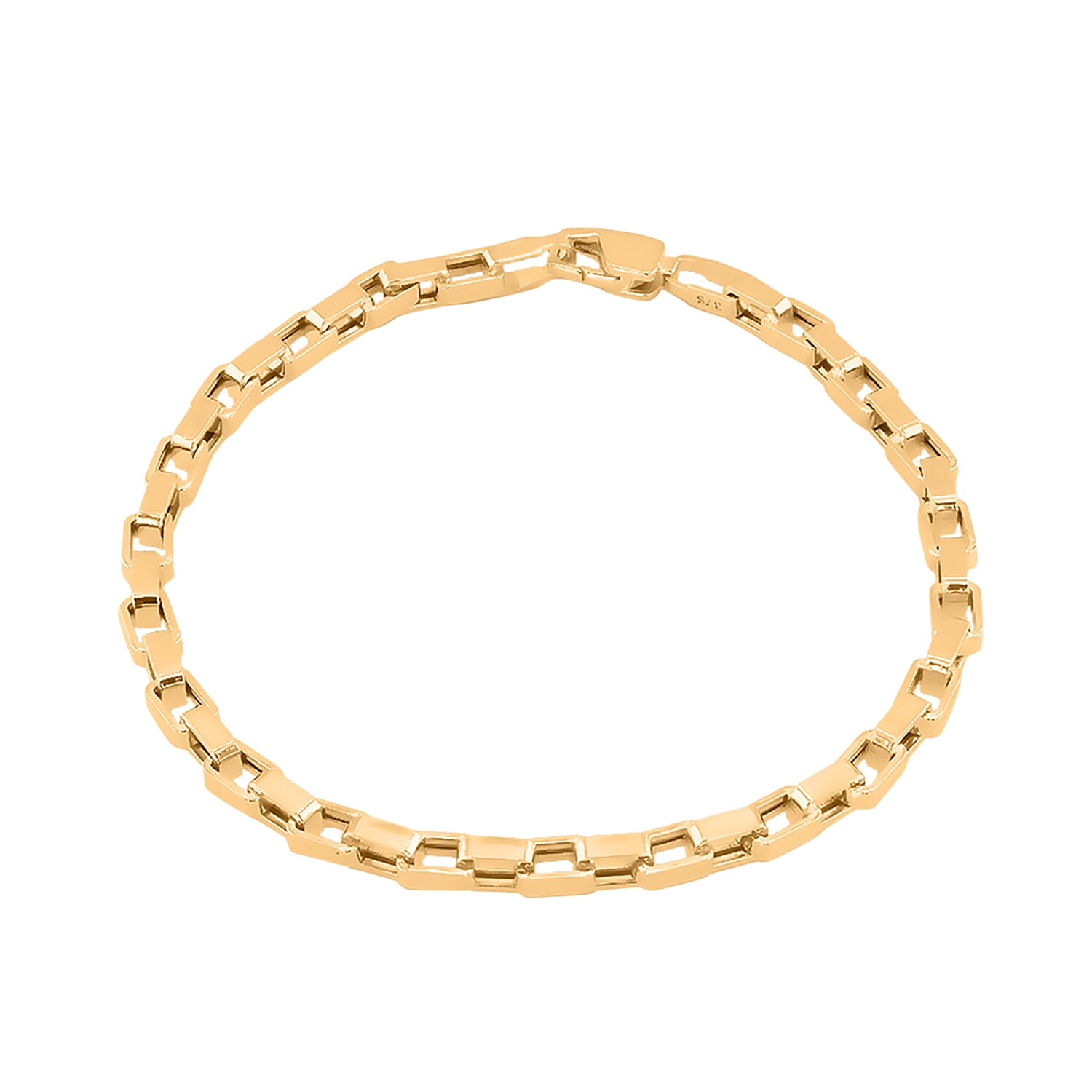 9K Yellow Gold Square Paper Link Bracelet (Size - 7) with Lobster Clasp, Gold Wt. 4.20 Gms.