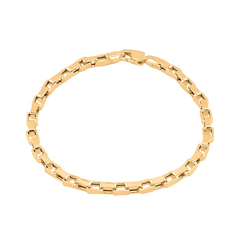9K Yellow Gold Square Paper Link Bracelet (Size - 7) with Lobster Clasp, Gold Wt. 4.20 Gms.