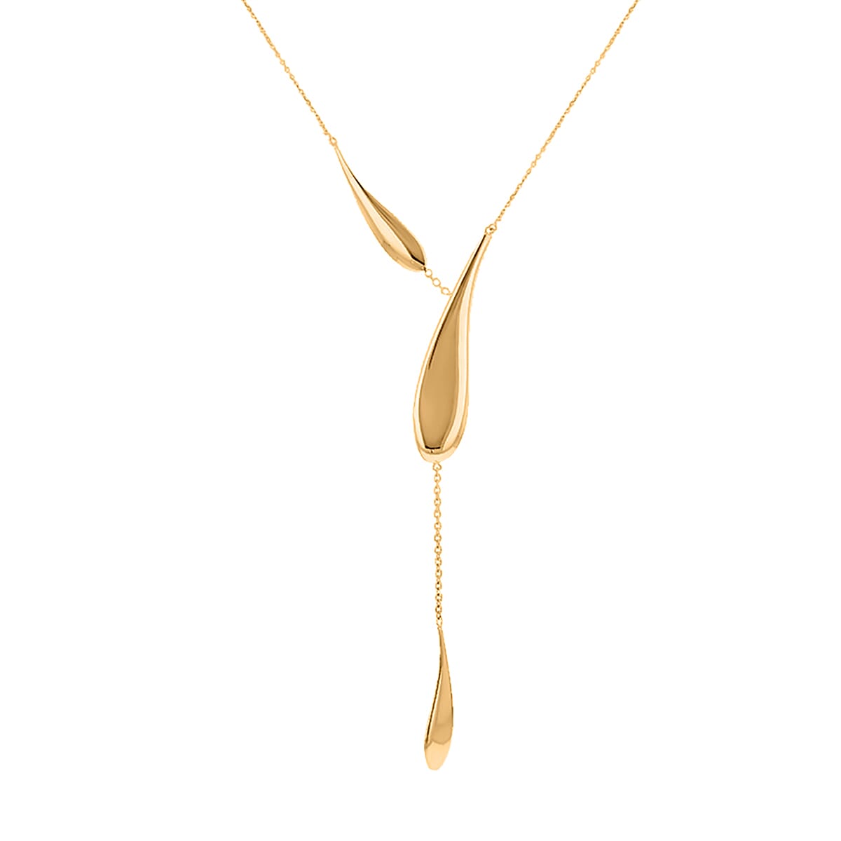 9K Yellow Gold Tear Drop Necklace (Size - 16-1 Ext) 3.50 Gms.