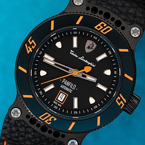Brand Closeout Tonino Lamborghini Automatic Watch- Panfilo Black-Orange