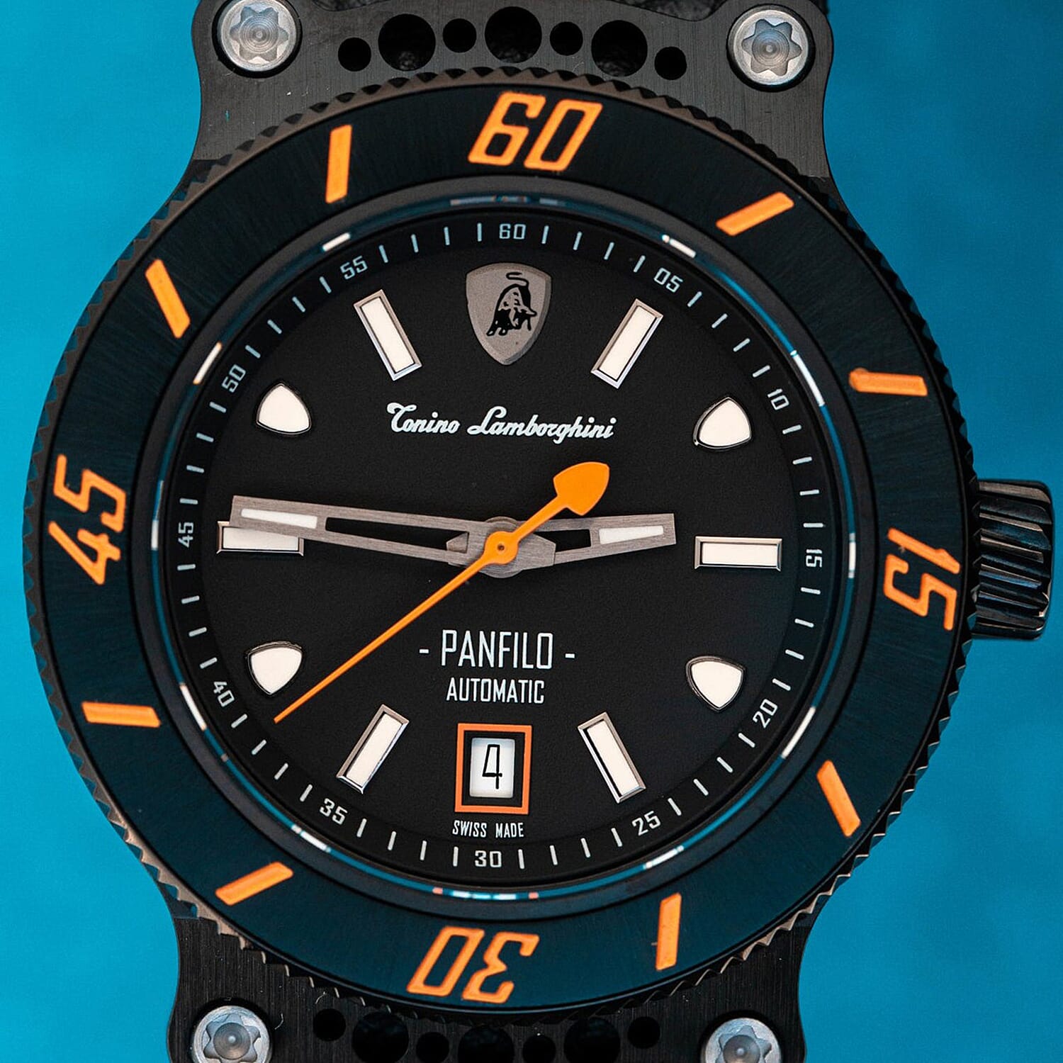 Tonino Lamborghini Panfilo Swiss Automatic Watch with Orange Accents Tonino Lamborghini Panfilo Swiss Automatic Watch with Orange Accents