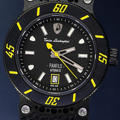 Brand Closeout Tonino Lamborghini Automatic Watch- Panfilo Black-Yellow