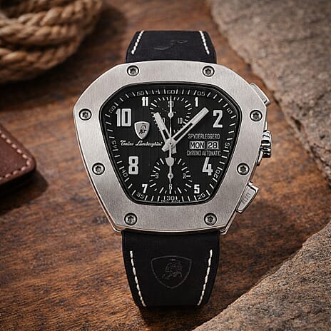 Tonino Lamborghini Spyderleggero Titanium TLFT07 with Swiss Made Automatic Sellita SW500 Chronograph with 25 Jewels, Sapphire Crystal Glass and 10atm