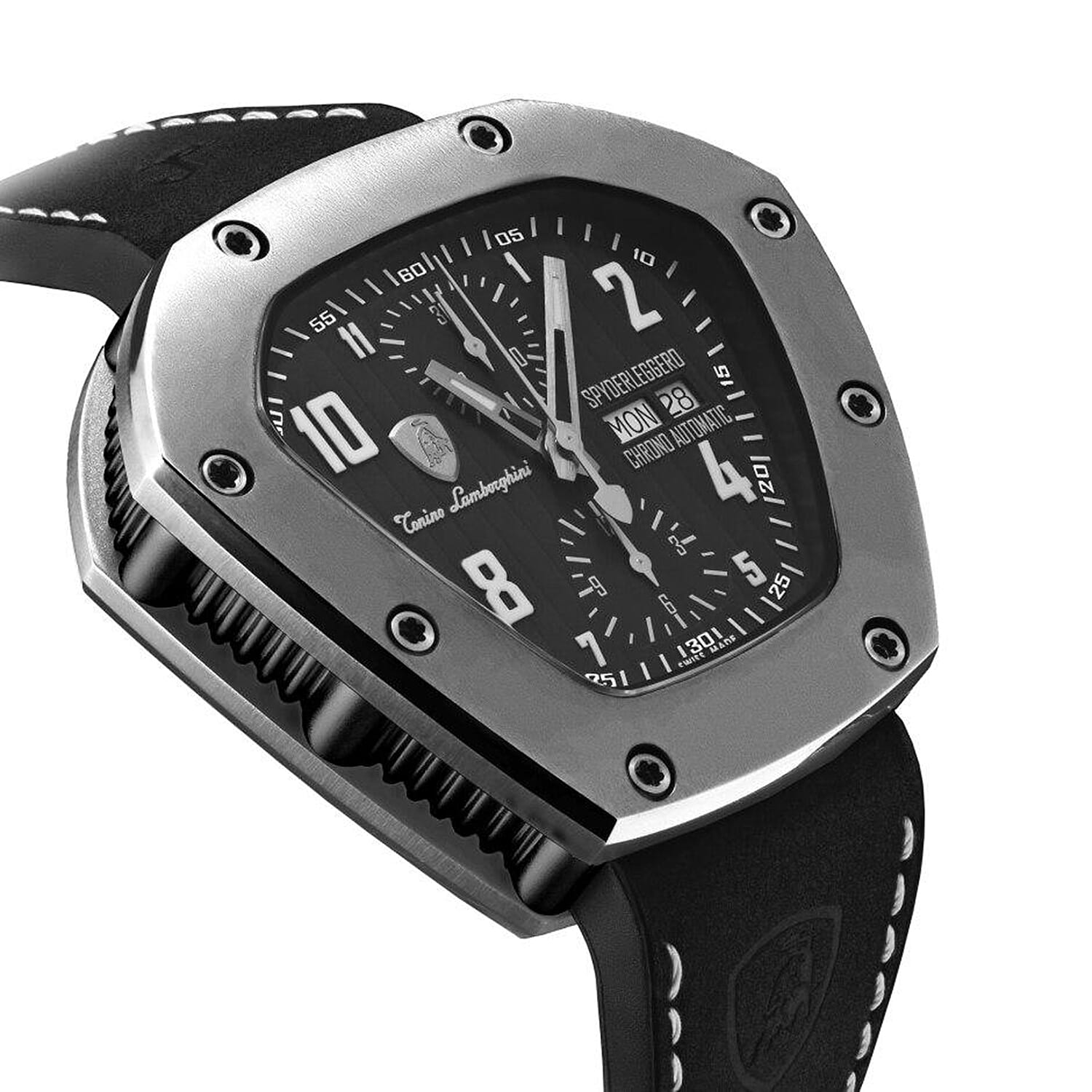 Tonino Lamborghini Spyderleggero Titanium TLFT07 with Swiss Made Automatic Sellita SW500 Chronograph with 25 Jewels, Sapphire Crystal Glass and 10atm
