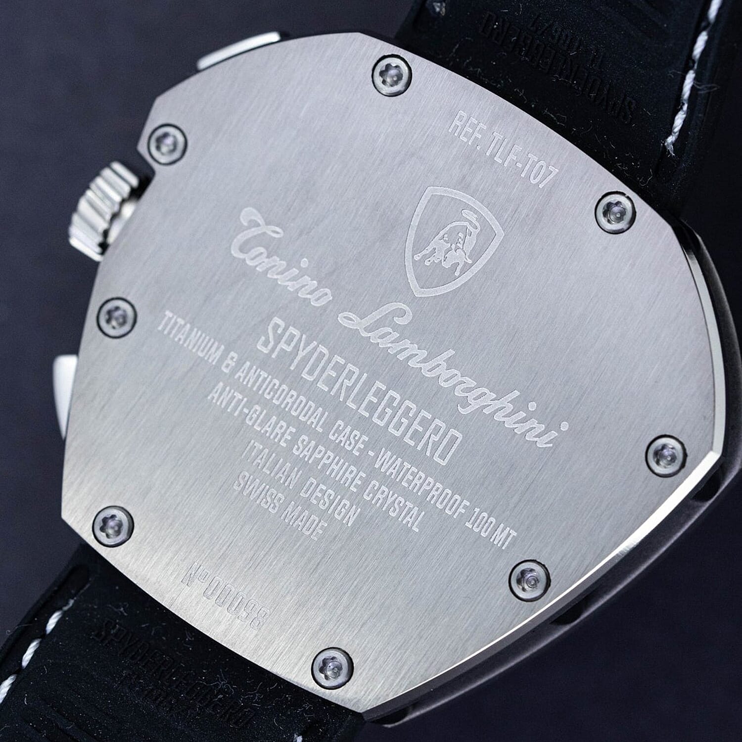 Tonino Lamborghini Spyderleggero Titanium TLFT07 with Swiss Made Automatic Sellita SW500 Chronograph with 25 Jewels, Sapphire Crystal Glass and 10atm