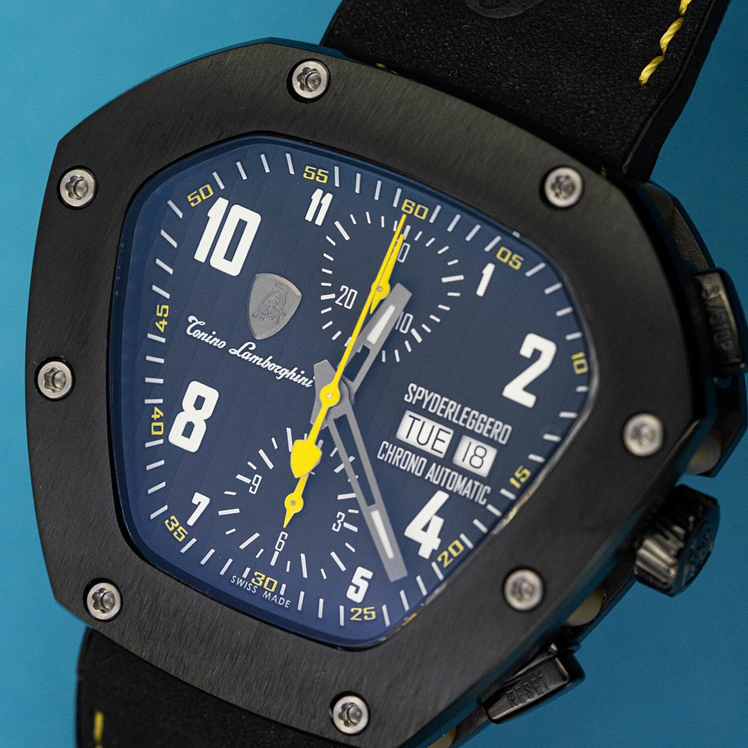 Tonino Lamborghini Spyderleggero Chronograph Swiss Made Watch - Black