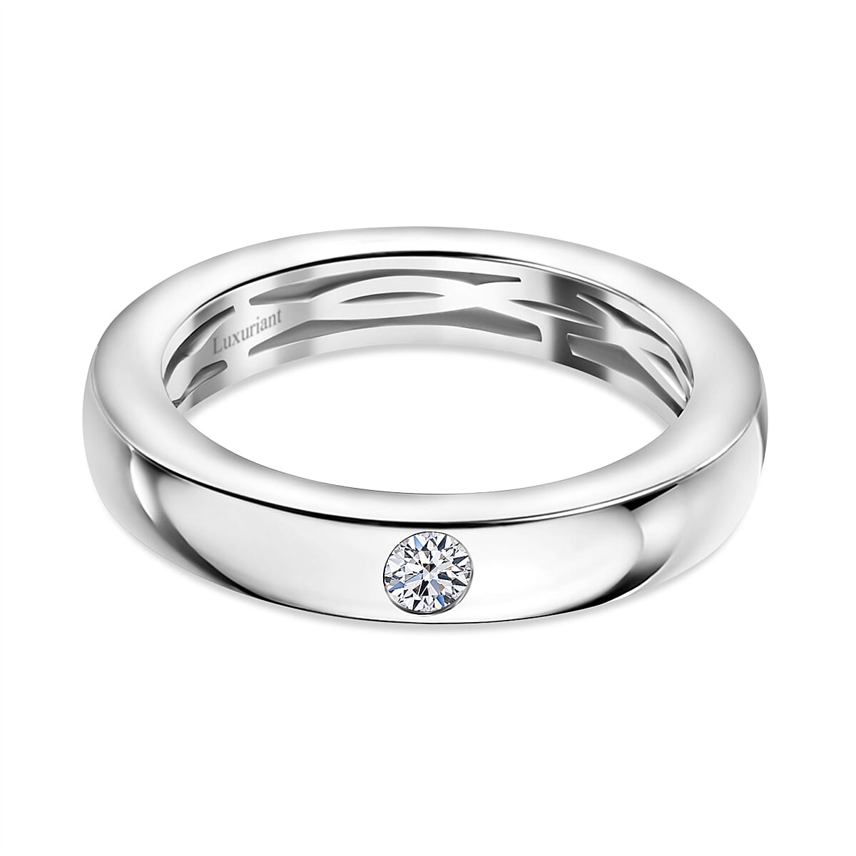 Luxuriant - Lab Grown Diamond (SI-GH) Band Ring in Rhodium Overlay Sterling Silver 0.10 Ct.