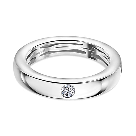 Luxuriant - Lab Grown Diamond (SI-GH) Band Ring in Rhodium Overlay Sterling Silver 0.10 Ct.
