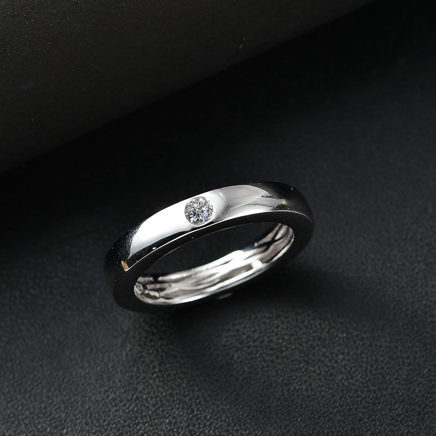 Luxuriant - Lab Grown Diamond (SI-GH) Band Ring in Rhodium Overlay Sterling Silver 0.10 Ct.