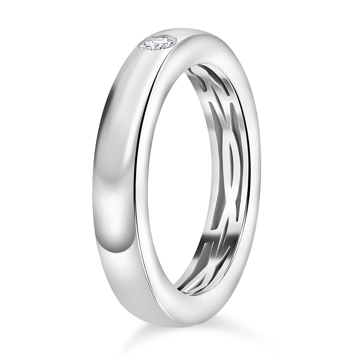 Luxuriant - Lab Grown Diamond (SI-GH) Band Ring in Rhodium Overlay Sterling Silver 0.10 Ct.