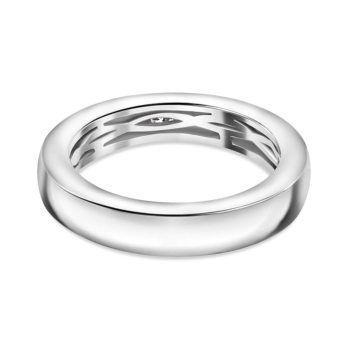 Luxuriant - Lab Grown Diamond (SI-GH) Band Ring in Rhodium Overlay Sterling Silver 0.10 Ct.