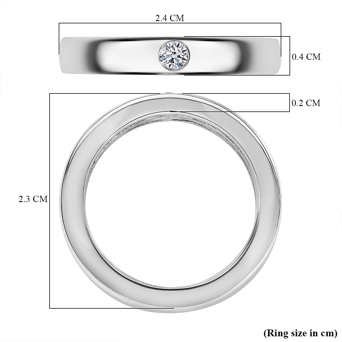 Luxuriant - Lab Grown Diamond (SI-GH) Band Ring in Rhodium Overlay Sterling Silver 0.10 Ct.
