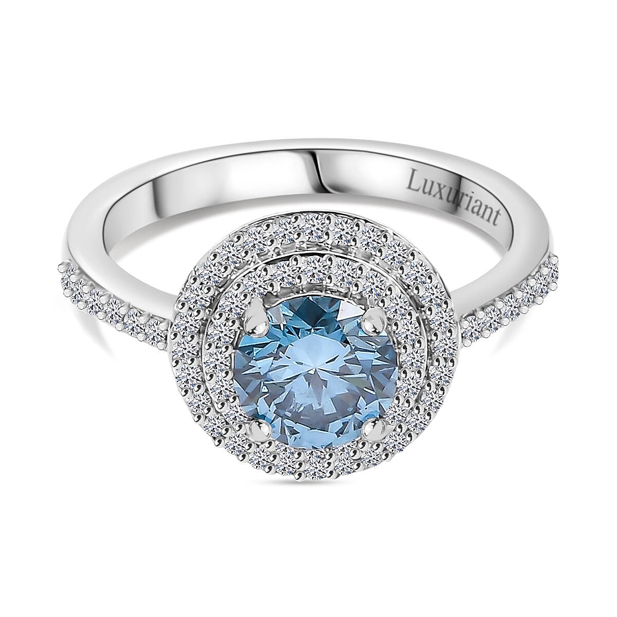 Luxuriant - 950 Platinum SGL Certified Lab Grown Blue Diamond (VS-GH) Ring 1.35 Ct, Platinum Wt. 5.32 Gms.