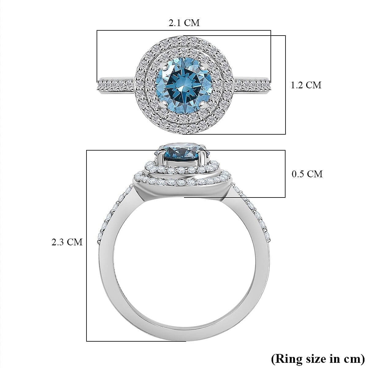 Luxuriant - 950 Platinum SGL Certified Lab Grown Blue Diamond (VS-GH) Ring 1.35 Ct, Platinum Wt. 5.32 Gms.
