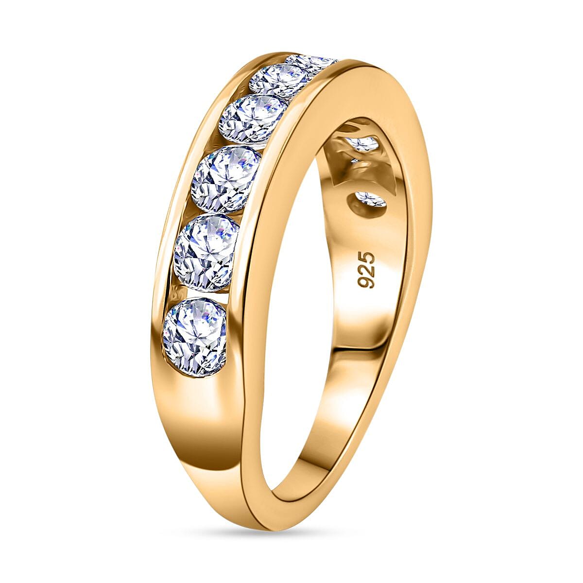 Luxuriant Diamond - Lab Grown Diamond (VS-E-F) Band Ring in 18K Vermeil Yellow Gold Plated Sterling Silver 1.48 Ct.