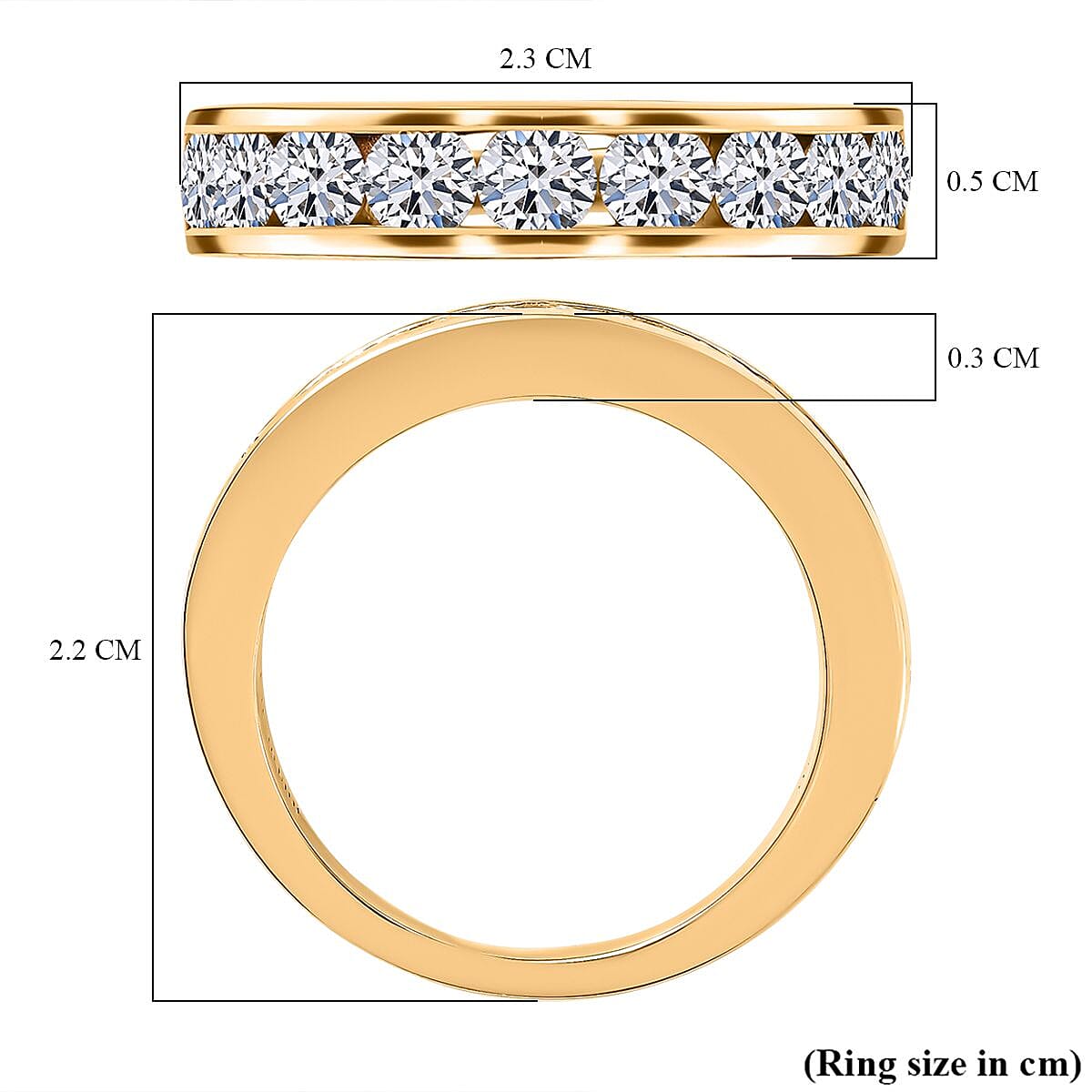 Luxuriant Diamond - Lab Grown Diamond (VS-E-F) Band Ring in 18K Vermeil Yellow Gold Plated Sterling Silver 1.48 Ct.