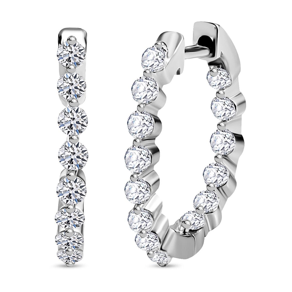 Luxuriant Diamond - Lab Grown Diamond (SI-G/H) Hoop Earring in Sterling Silver 1.00 Ct.