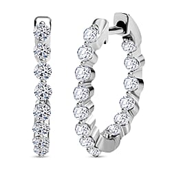 LUXURIANT 1 Ct. Lab Grown Diamond Hoop Cluster Earrings in Rhodium Sterling Silver