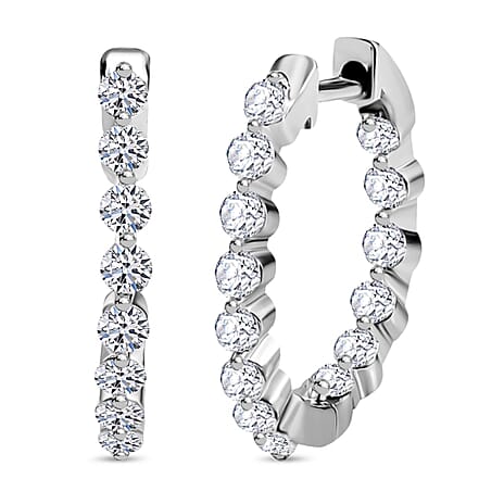Luxuriant Diamond Lab Grown Diamond (SI-G-H) Hoop Earring in Rhodium Overlay Sterling Silver 1.01 Ct.