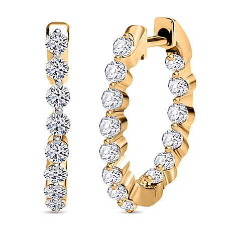 Luxuriant Diamond - Lab Grown Diamond (SI-G-H) Hoop Earring in 18K Vermeil Yellow Gold Plated Sterling Silver 1.02 Ct.