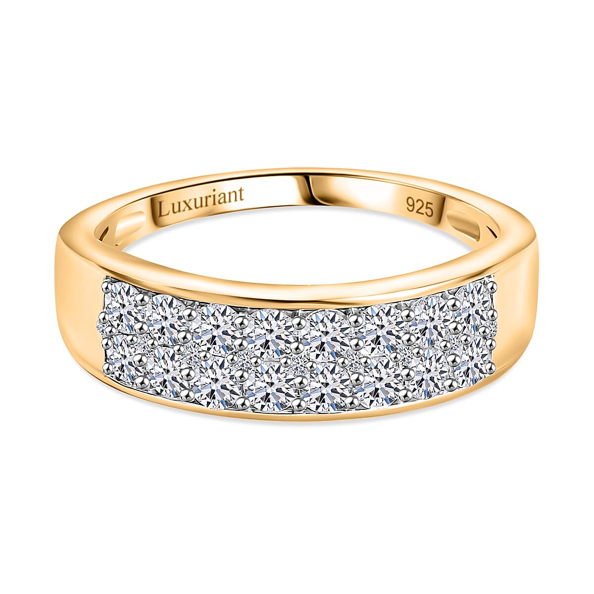 Luxuriant - Lab Grown Diamond (SI-G-H) Cluster Band Ring in 18K Vermeil Yellow Gold Plated Sterling Silver 1.05 Ct.