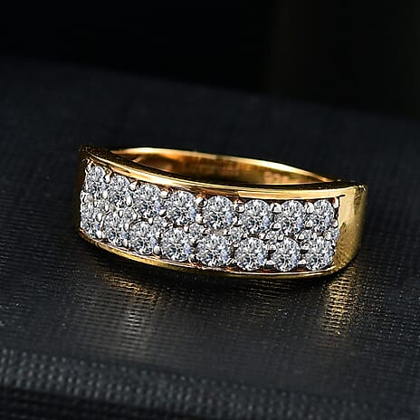 Luxuriant - Lab Grown Diamond (SI-G-H) Cluster Band Ring in 18K Vermeil Yellow Gold Plated Sterling Silver 1.05 Ct.