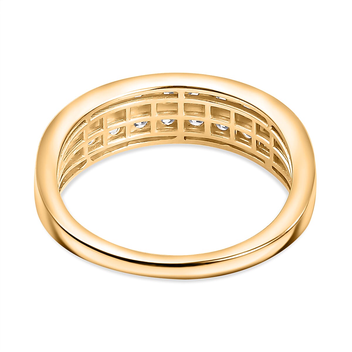 Luxuriant - Lab Grown Diamond (SI-G-H) Cluster Band Ring in 18K Vermeil Yellow Gold Plated Sterling Silver 1.05 Ct.