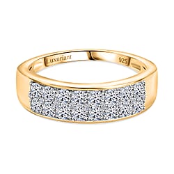 LUXURIANT Diamond Lab Grown Diamond (I1/GH )Cluster Ring in 18K Vermeil Yellow Gold Plated Sterling Silver 1ct